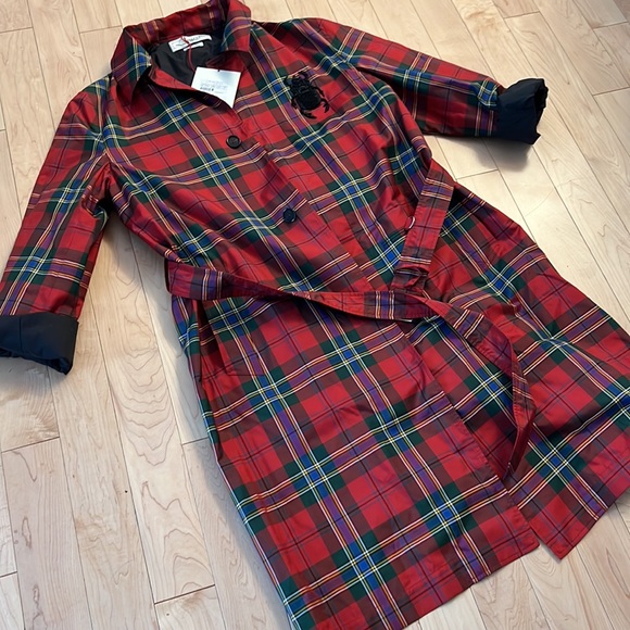 NWT Alexander McQueen Rain Coat Size 52 Tartan Plaid nylon Trench Coat - Picture 5 of 5